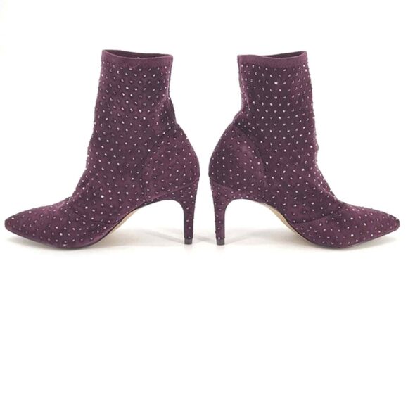 New Charles David Personal Rhinestone Booties Ankle Boots Women 5 Purple Suede - Picture 3 of 11